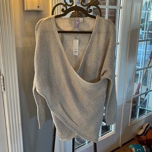 Francesca’s taupe wrap sweater
